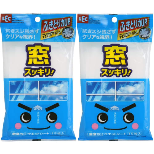 

LEC Super Cleaning Sheets for Windows (Window Washing and Cleaning), 30x20cm, White, 15 Sheets x 2 Packs