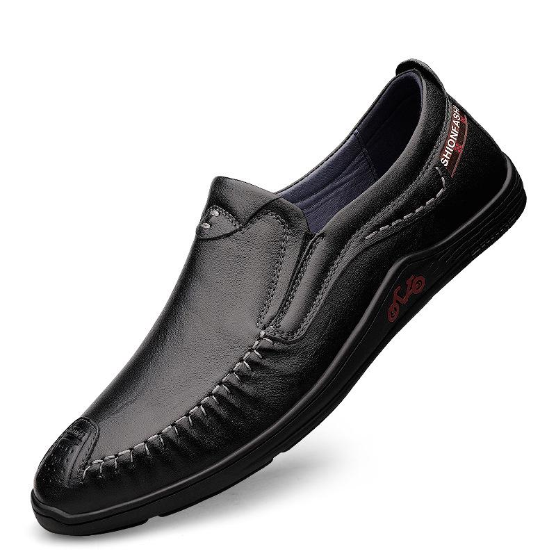 Four Seasons Men s Breathable Cowhide Leather Slip-On Shoes - Casual, Stylish, and Versatile. 42