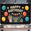 2D Colorful Retro Radio Birthday Backdrop Party Background