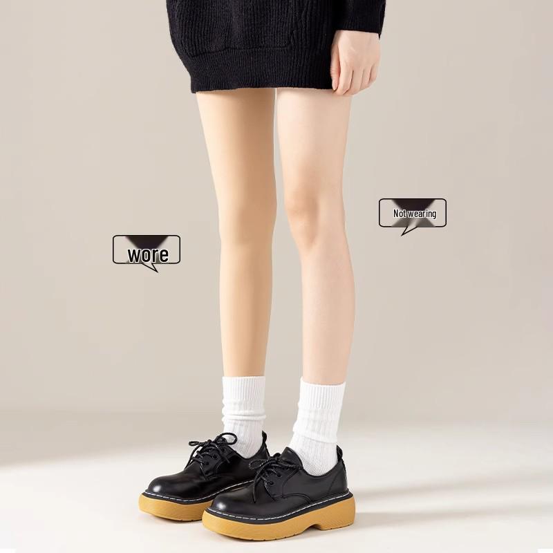 Ciorapi pantalon super groși, cu fleece pe interior, aspect nud, cu picior, pentru femei, strat de bază pentru toamnă/iarnă (400g)