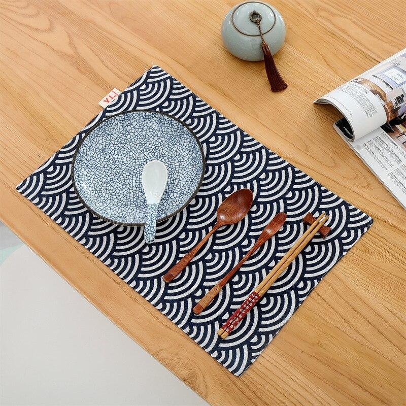 Waterproof Cotton And Linen Table Mat, Pattern Place Mat, Household Plate Mat, Water Coaster, Waterproof And Non-slip, Foldable.