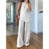 IHUASU Women's Fashion Casual Sleeveless O-Neck  Pants Suits