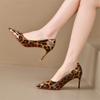 Hot-selling New Leopard Print Pointed High Heels Stiletto Large Size Single Shoes European and American Temperament Sexy Women's Shoes