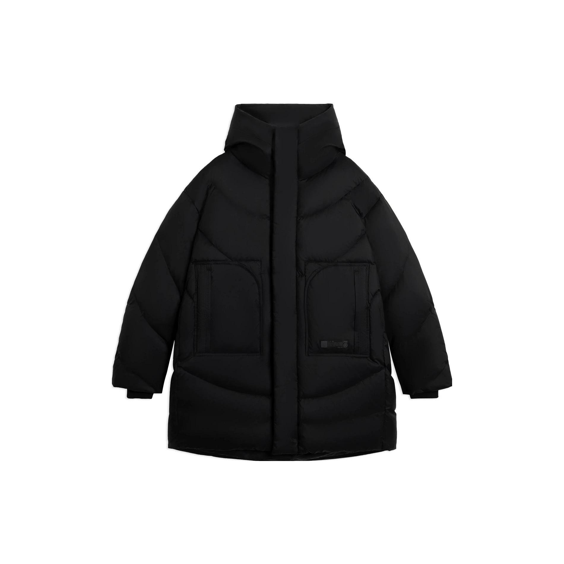 Li Ning Down Jackets Men s Black Hooded Moderate Quilted Down Jacket AYMS141-2 XL