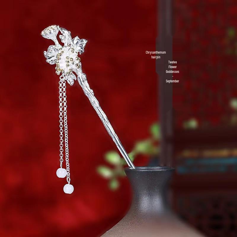 Twelve Flower Goddess Hanfu Hairpin - Chinese Style Updo Valentine's Gift for Her