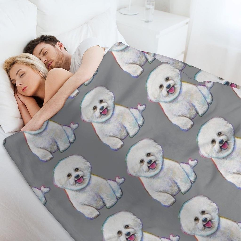 Cute and Floofy Bichon Frise by Robert Phelps Throw Blanket Bed linens Sleeping Bag for babies Decorative Sofa Blankets