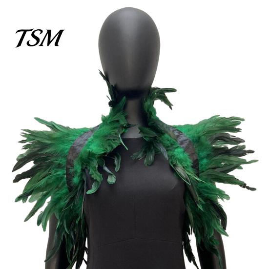 Keine Reizung Feder Schal Stola Schulterwickel Umhang Weich Verstellbar Retro Gotischer Kragen Mit Schwarzem Satinband Cosplay Party Körper Bühnenperformance