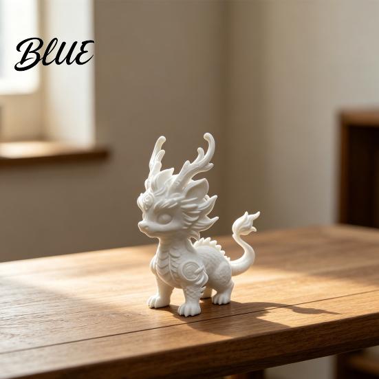 Layered Dragon Mane Sculpture 3D Printed Qilin Statue, Traditional Chinese Mythical Beast Figurine, Auspicious Customizable White Base Decoration