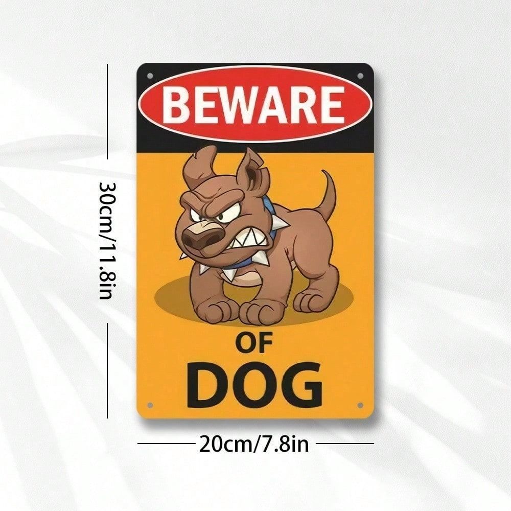 Metal Wall Art Sign Angry Dog Outdoor Fence Decor