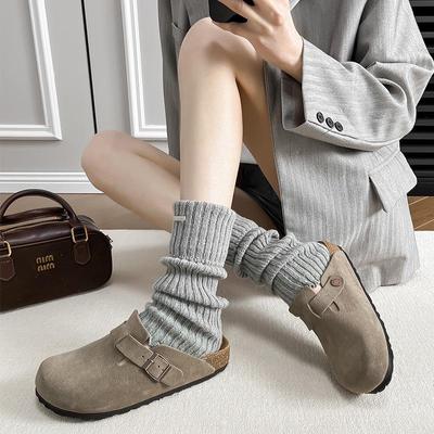 BK Pure Original Leder Unisex Clogs mit Kork-Plateausohle, Lässige Peeptoe High-End Hausschuhe