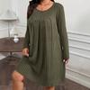 Autumn/Winter 2026 Bohemian Ribbed Solid Color Women's Dress