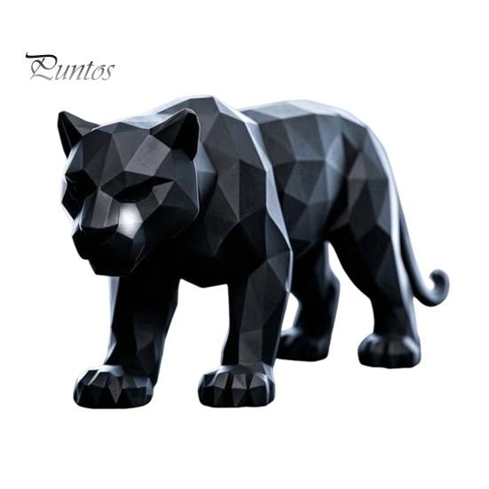 Декор для роскошной гостиной 3D-печатная низкополигональная статуэтка пантеры, геометрическая черная фигурка, современный уникальный подарок на новоселье, настольная арт-скульптура для