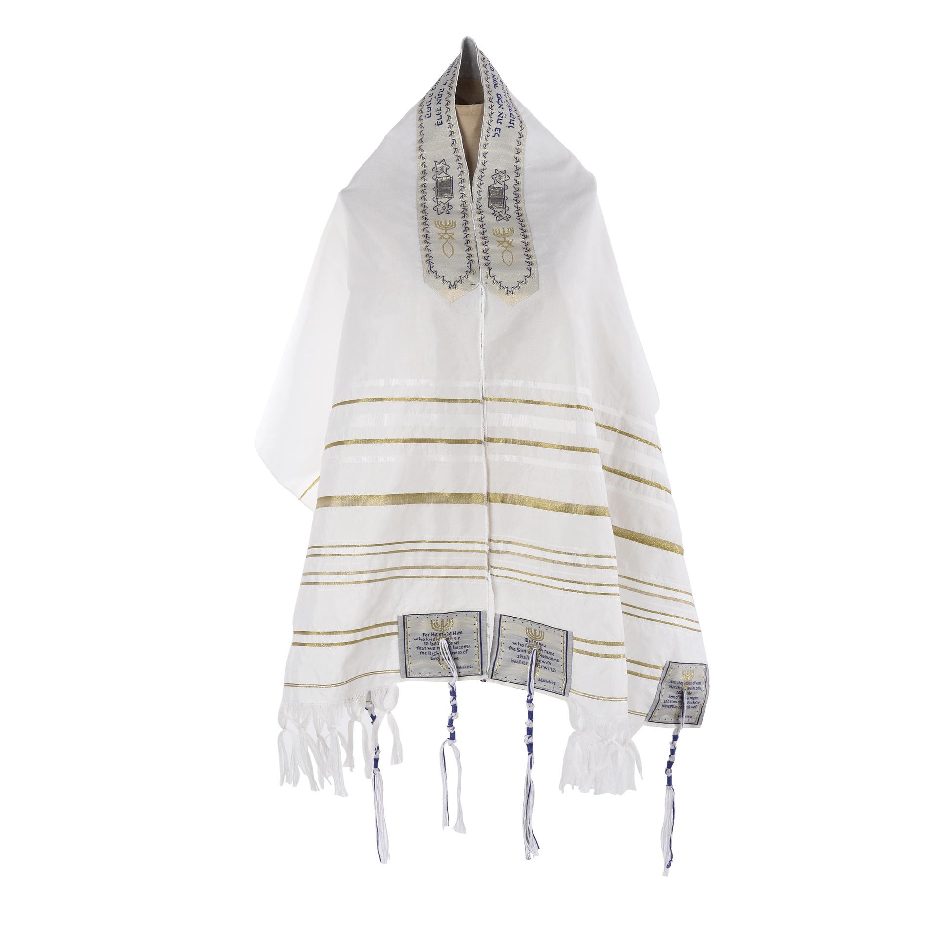 Ethnic Style Judaic Prayer Shawl and Headscarf with Stripes 180 cm золотой