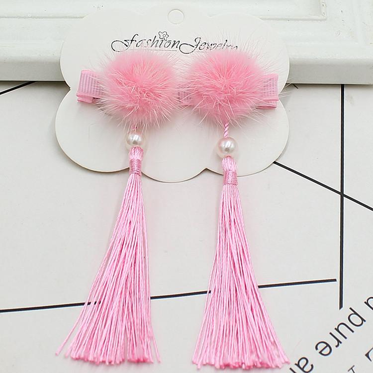 2PCS New Cute Chinese Hair Ball Tassel Hairpins Children Sweet Headwear Girls Hair Clips Barrettes Hairgrips Hair Accessories