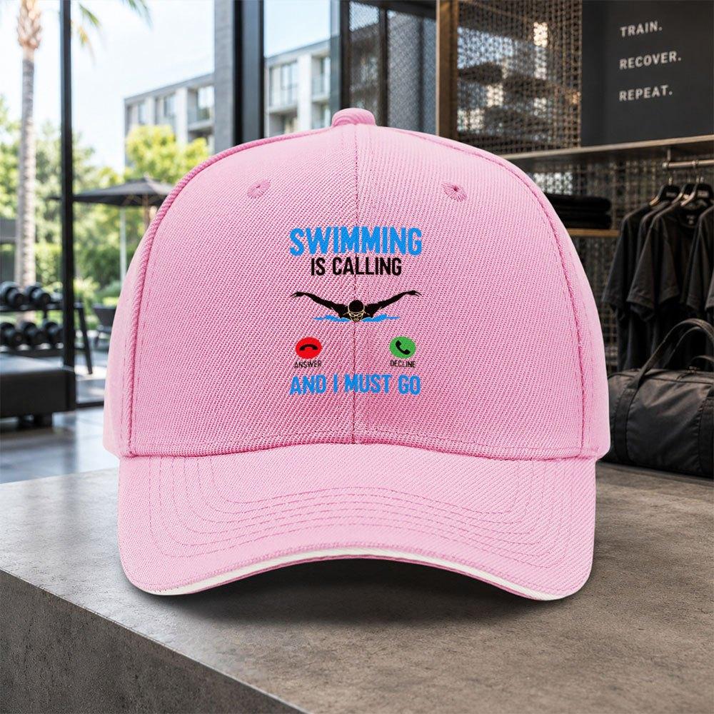 1pc Minimalist Swimmingthemed Printed Sandwich Baseball Cap Unisex Simple Lightweight And Adjustable Outdoor Duckbill Cap