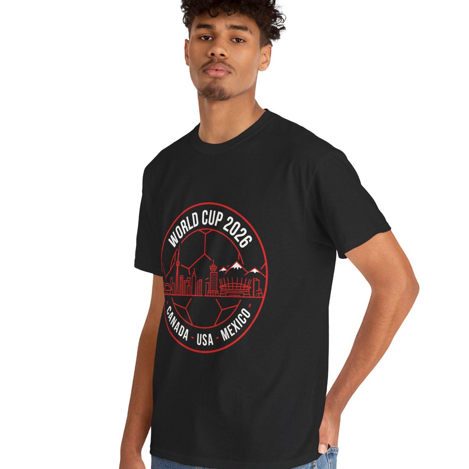 World Cup 2026 Canada USA Mexico Soccer Ball Tee | Toronto Vancouver Skyline L