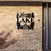 Vintage Welcome To The Lake Metal Sign Wall Art Decor Rustic Cabin Gift