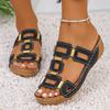 Women's Large Size Solid Color Slippers, New Fish Mouth Design with Fashion Belt Buckle,Thick Sole Comfort Slippers,Casual Outdoor Beach Slide Sandals