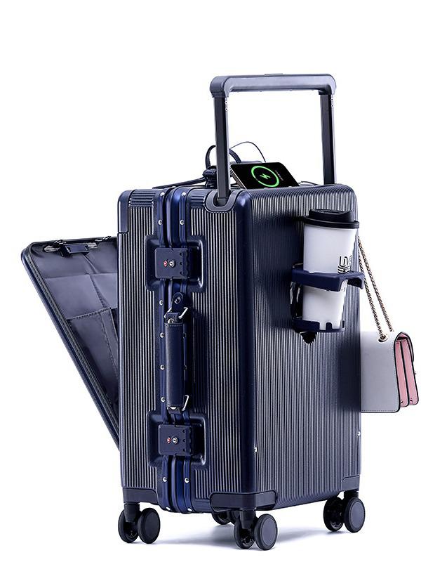 Drop-Resistant 24" Front-Opening Suitcase Set with Lock (20" Carry-On Included)