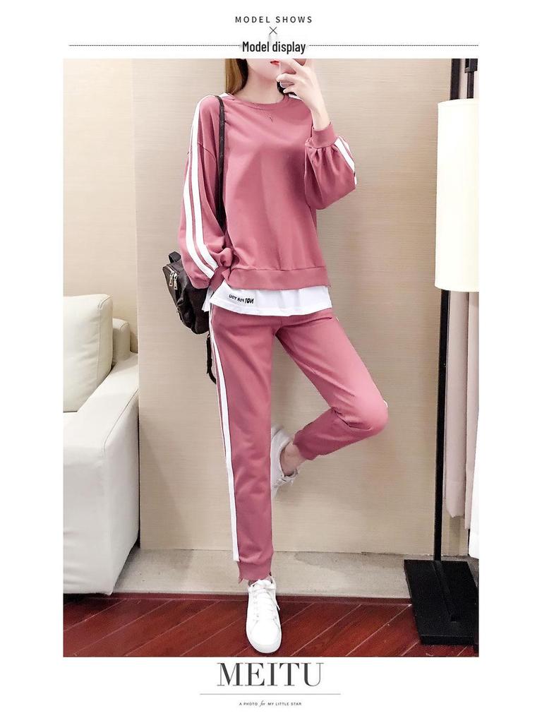 2024 Plus Size Women's Slimming Sweatshirt & Casual Two-Piece Early Autumn Set