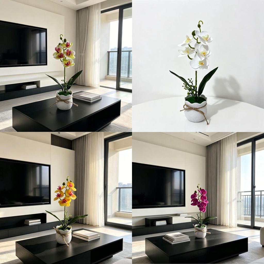 Butterfly Orchid Plastic Flower Plant With Base For Home Decor And Photography Props