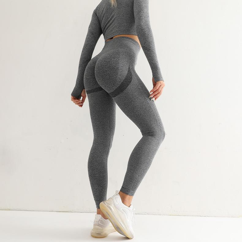 Pantaloni da yoga ad asciugatura rapida con motivo Smiley Face Peach Hip da donna - Pantaloni fitness traspiranti ed elastici a vita alta