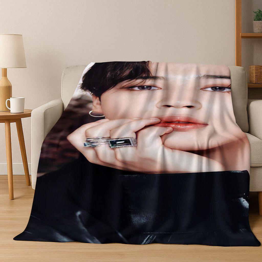 3D JIMIN Solo KPOP Singer Flannel Blanket,Warm and Cozy Soft Throw Blanket for Home Bedroom Bed Sofa Picnic Office Cover Gift