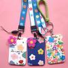Women Girls Flower Id Credit Card Holder Identity Badge Cards Cover Wallet Girls Students Bus Card Case With Lanyard Cardholder