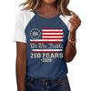Women's Casual Short Sleeve Raglan Sleeve Crew Neck Graphic Tee Shirt with Vintage Style Patriotic Print for Everyday Wear