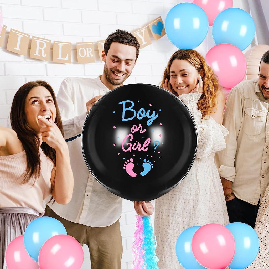 Palloncino da 36 pollici stampato nero per rivelare il sesso del bambino o della bambina, decorazione per feste