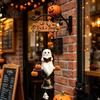 Decorative Metal Bell Ornament Halloween Swing Ghost Doorbell, with Pumpkins Decor, Gothic Style Trick Festive Front Door Hanger or Treat Sign,