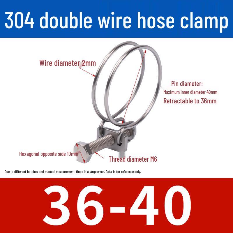 Doppeldraht-Schlauchschelle aus Edelstahl für Feuer-, Wasser-, Gasleitungen - Verdickt