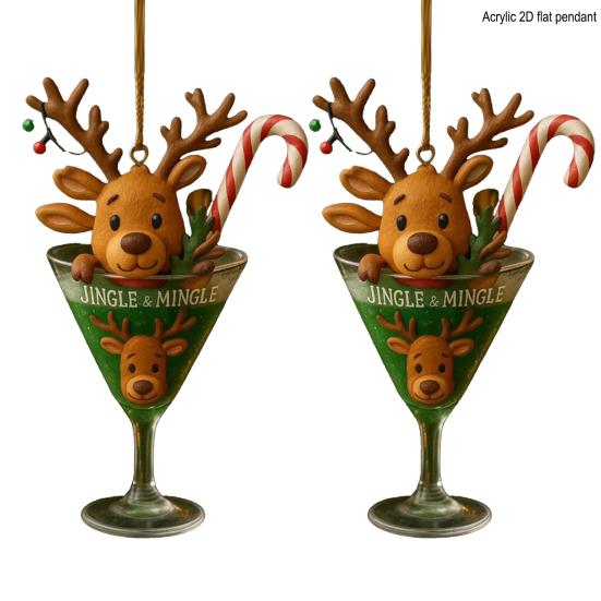 Christmas Drink Cup Ornaments Acrylic Hanging Decor for Tree Car Mirror Festive Birthday Party