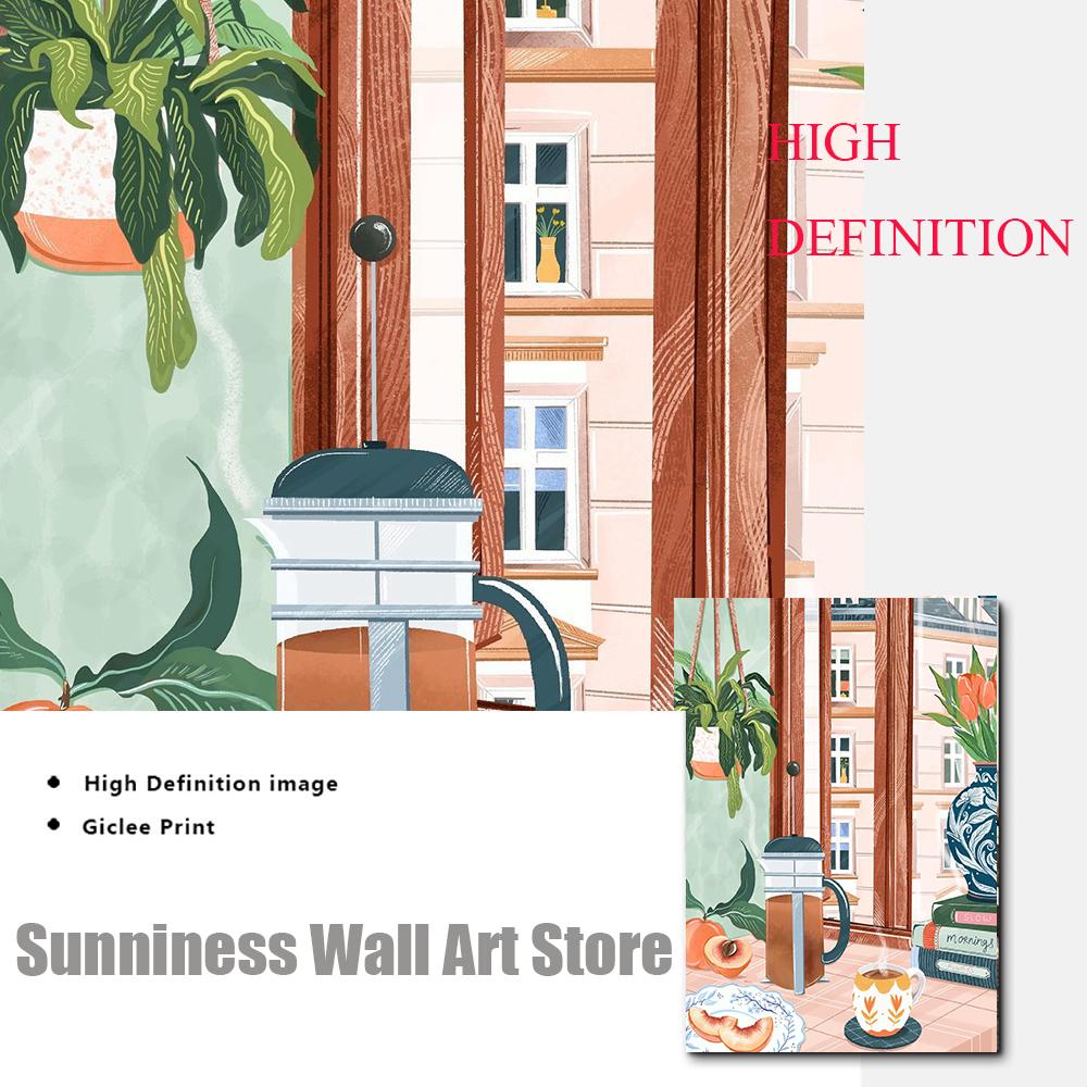 Nordic Coffee Gift Wall Pictures Art Prints Kitchen And Dinning Canvas Painting Cafe Shop Posters Window Landscape Wall Decor