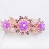 Clip de Primavera de Circonita Blanca Flor de Pedrería Brillante Clip Superior Clip Horizontal Elegante Adorno para el Cabello de Moda para Madres