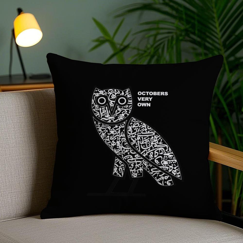 Luxury Drake O-O-Ovo O-Owls Cushion Cover Plush Fabric Soft Double-Sided Printed Sofa Pillow Case Colorfast Home Decor Gift