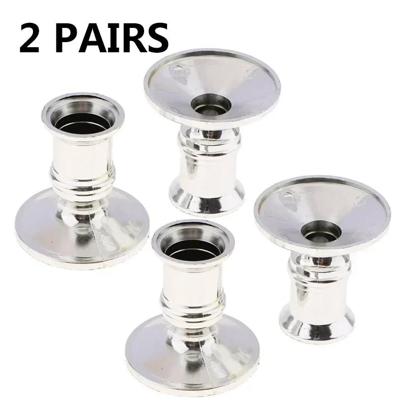 

4pcs Taper Candle Holders With Traditional Design For Standard Candlestick Silver Finish For Home Decor And Centerpieces China Mainland