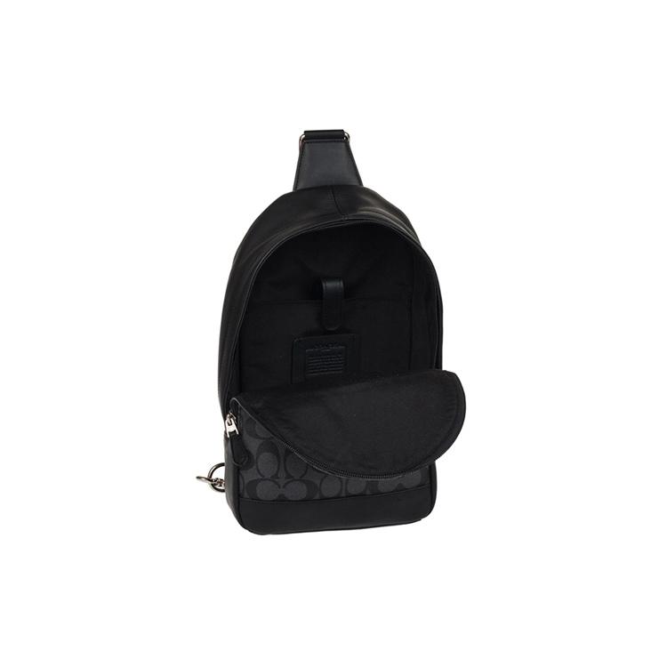 New COACH Charles PVC Crossbody Bag Sling Bag Small Men's Black Gray 54787-CQBK