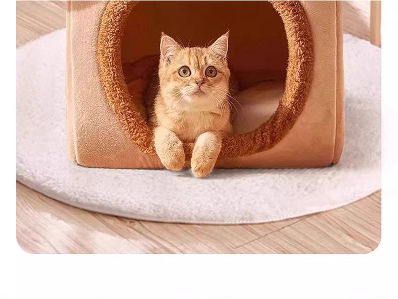 Winter Warm Pet House: Removable & Washable Bed for Cats, Small Dogs, and Rabbits – Year-Round Comfort.