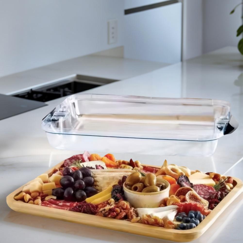 Wooden Bamboo Cheese Board with Lid Cheese Platter Biscuit Snacks Platter Tray for Gourmets Birthday Presents Housewarming Gifts