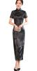 TRTRO Long Embroidered Cheongsam Ethnic Elegant Upgrade Print Size Women's Dress, Qipao, Fashion, (Plum Black, XL)