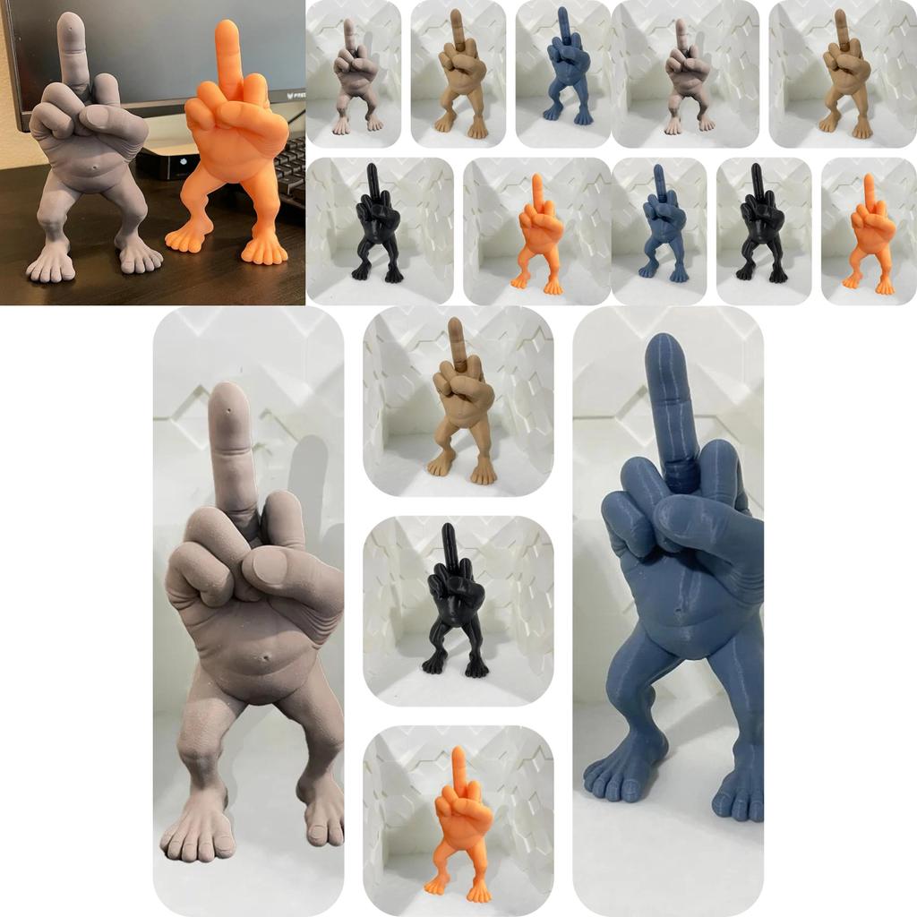 Creative Navy Blue Office Desk Decoration Humorous Middle Finger Resin Figurine