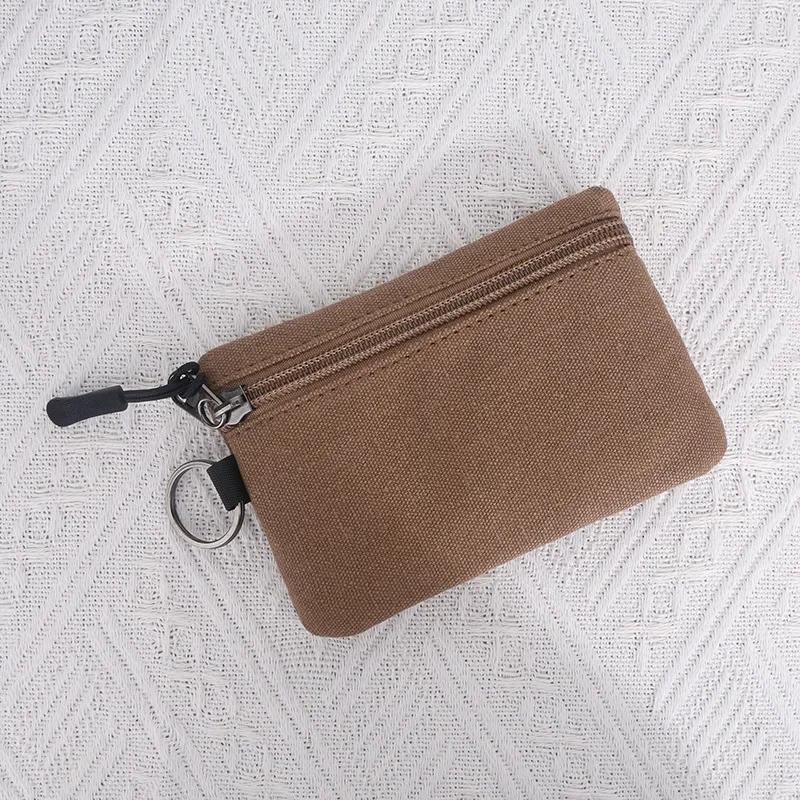 Bolsa de Lona Mini Porta-Moedas Cor Sólida Zíper Porta-Chaves Bolso para Dinheiro Carteira Mulheres Homens Pequeno Porta-Cartões Porta-Moedas