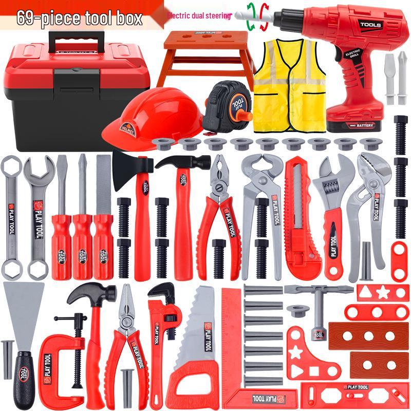 Kids' Electric Drill Play Set with Tools, Storage Box, and Role Play Kit