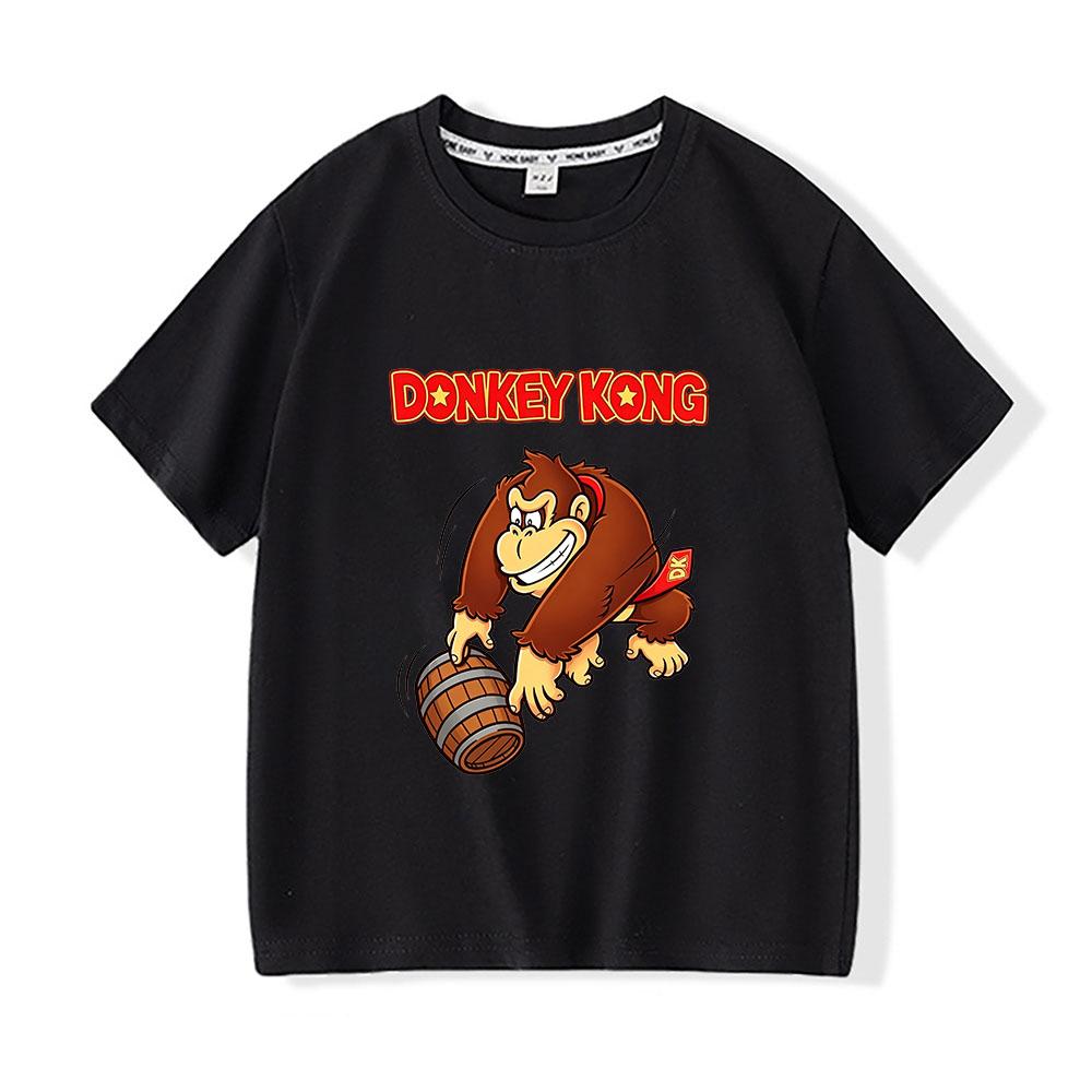 Game Donkey Kong Bananza Children s T-shirt 100% Cotton Cartoon Print Tees Cute Boys Girls Short Sleeve O-neck Kids Tops Summer 100 чёрный
