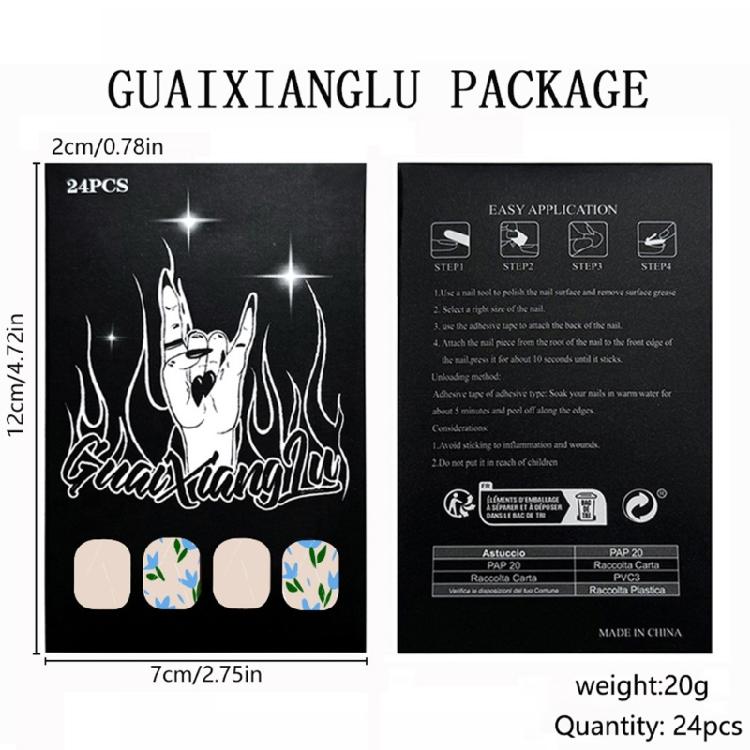 24Pcs Press on Nail Almond Glues on Nail French Fake Nail Designs False Nail Artificial Nail Gifts for Women Girls