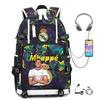Multifunctional Camo Backpack for Students, USB Charging Casual Travel Daypack, Football Star Print Design