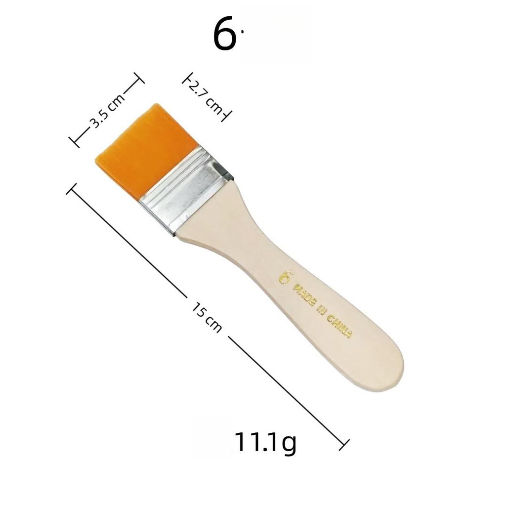 10 Pcs Yellow Nylon Flat Brush Oil Painting Nylon Brush Art Brush Wooden Oil Painting Brush Flat Brush