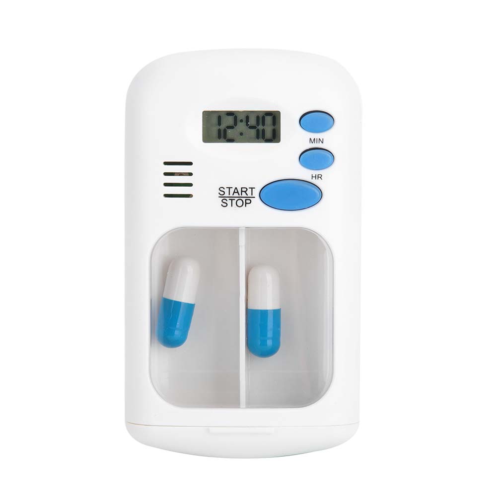 Mini Portable Medicine Tablet Pills Candy Storage Box Organizer Case with Remider