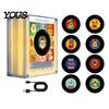 Scatola Musicale Magnetica Personalizzata Giradischi in Vinile Magnete per Frigorifero, con 9 Dischi Programmabili, Memoria da 128MB, Senza Musica, Set Magneti Luce Notturna LED, NFC per